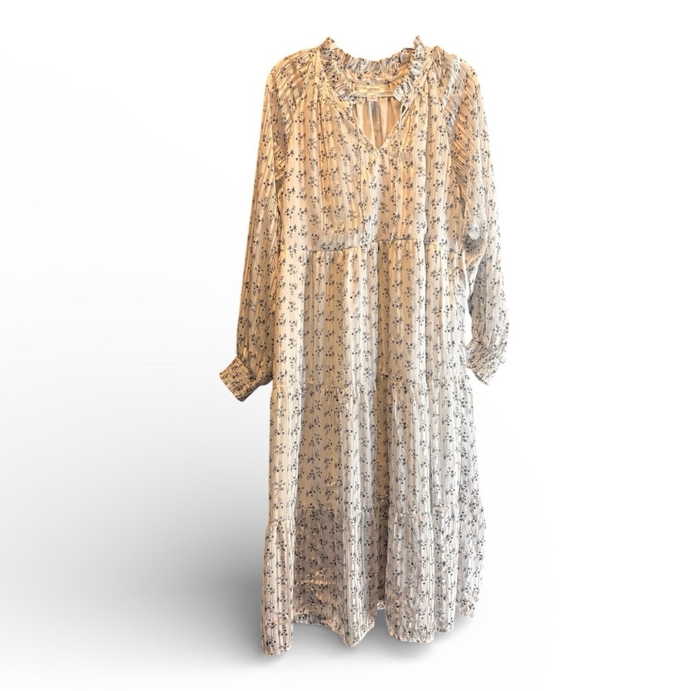Motherhood Maternity White and Black Floral Long Sleeve Maxi Maternity Dress - Picture 7 of 11